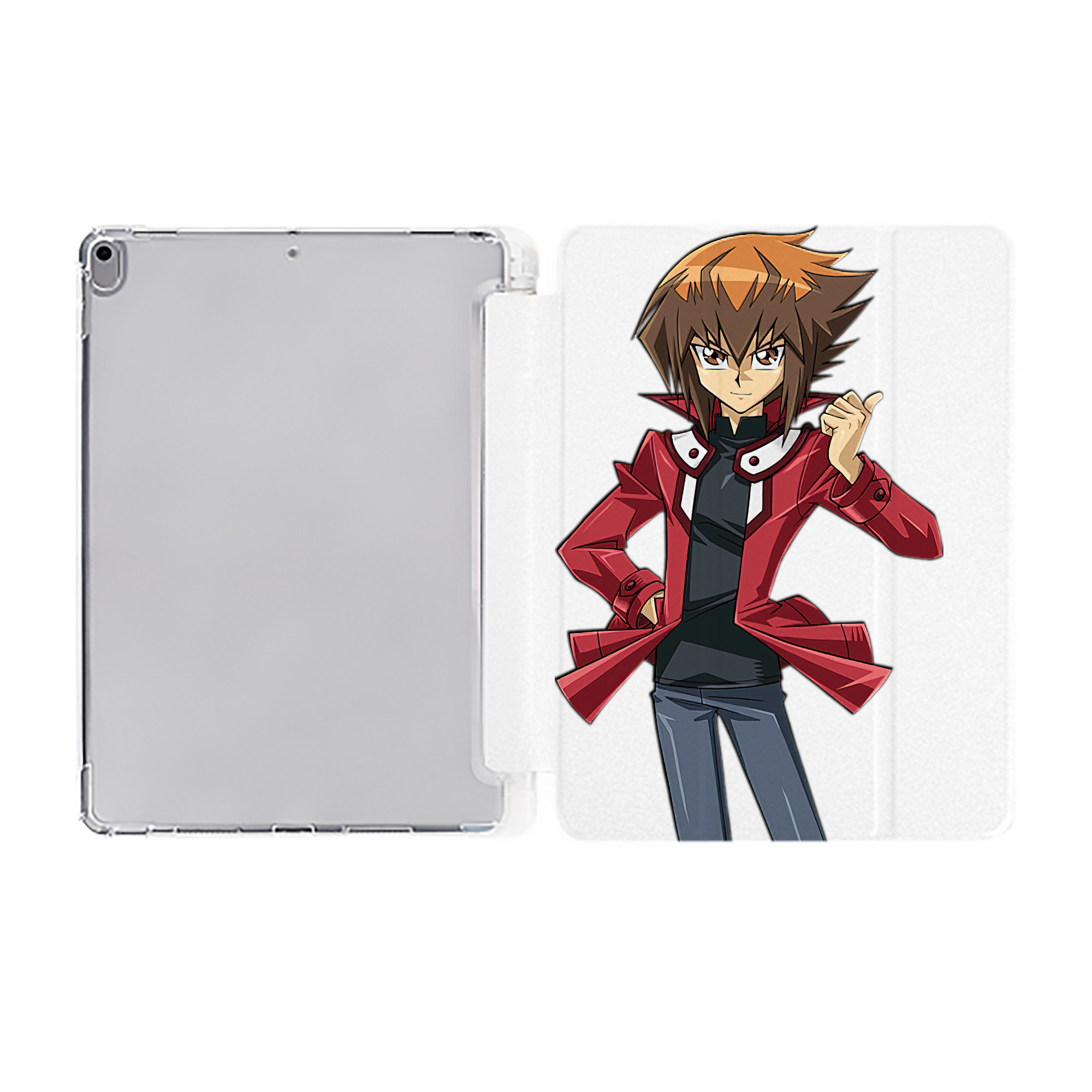 （画像用） 遊☆戯☆王 Yu-Gi-Oh! IPad ケース ペン収納付き 三つ折りスタンド PUレザー×シリコン 対応機種9.5/10.5/10.9インチ